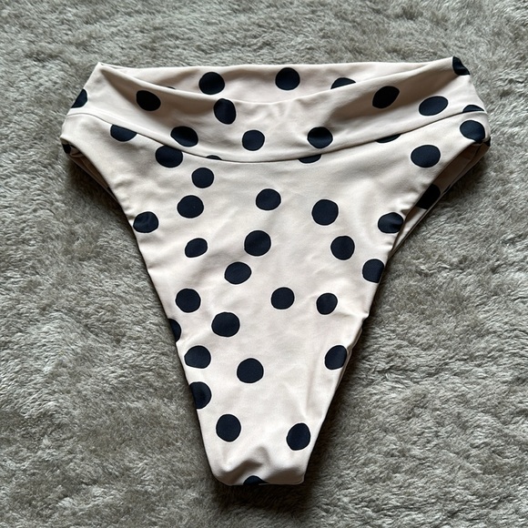 Aila Blue Polka Dot High Waisted Bikini Bottom S - Picture 6 of 10